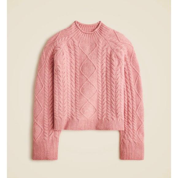 J Crew Cable-knit Rollneck™ Sweater in Supersoft Yarn Heather Dusty Rose Pink M - Picture 4 of 12